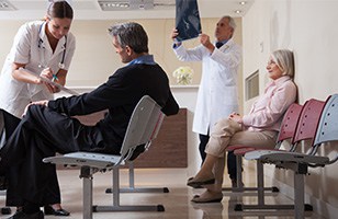 patients waiting in a doctor's office 