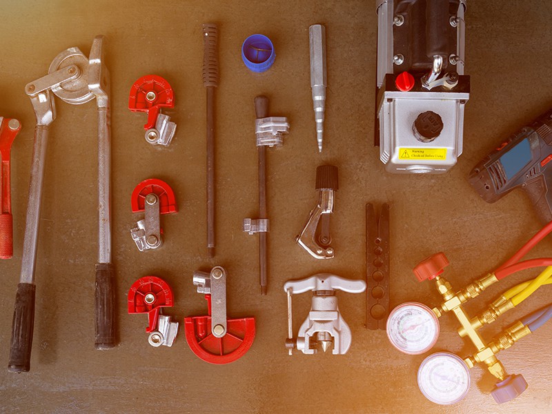 various tools laid out on a table