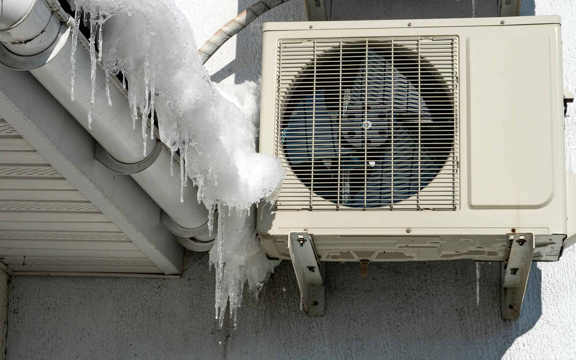 AC unit covered in ice