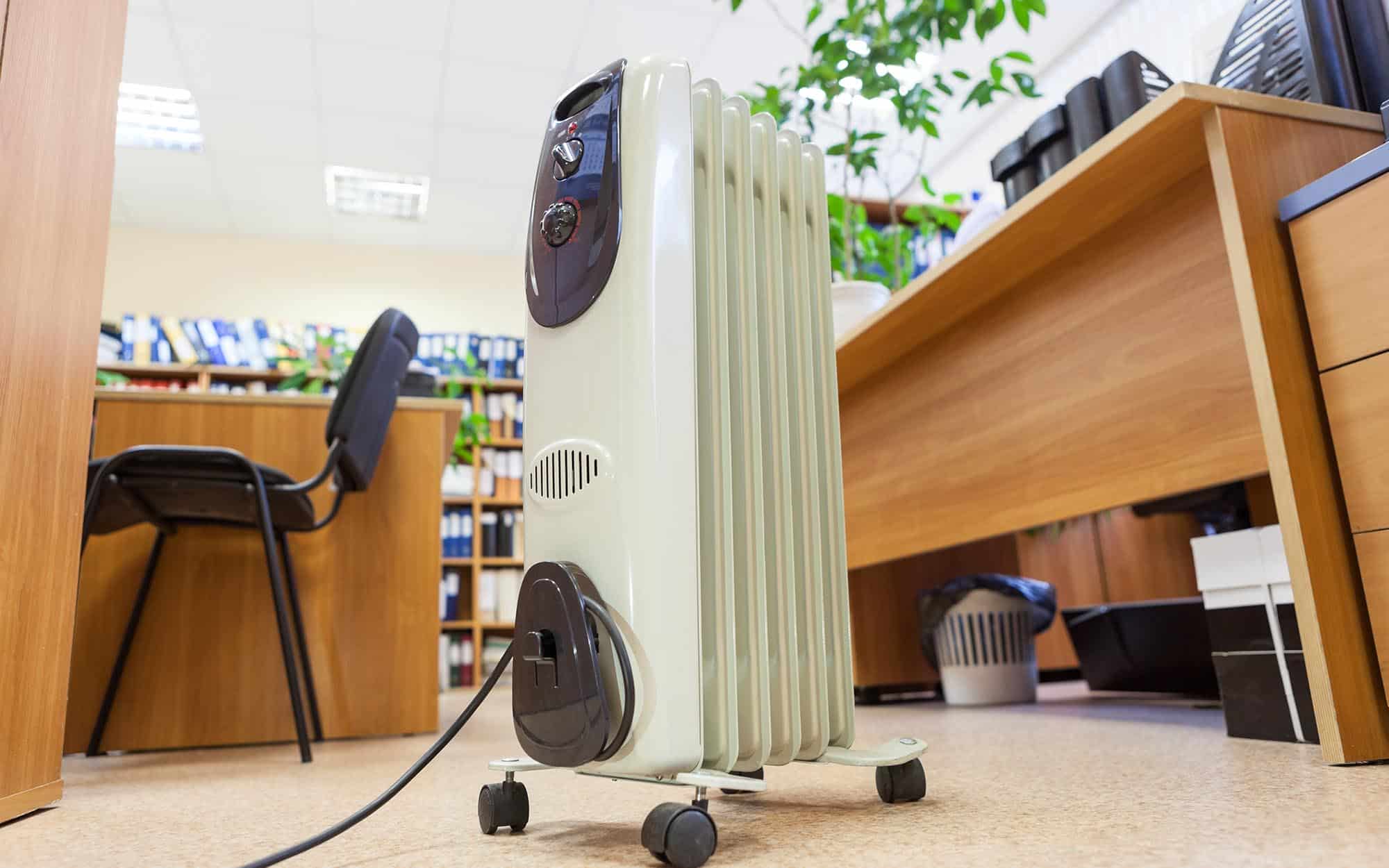 Image of a space heater inside of an office space.